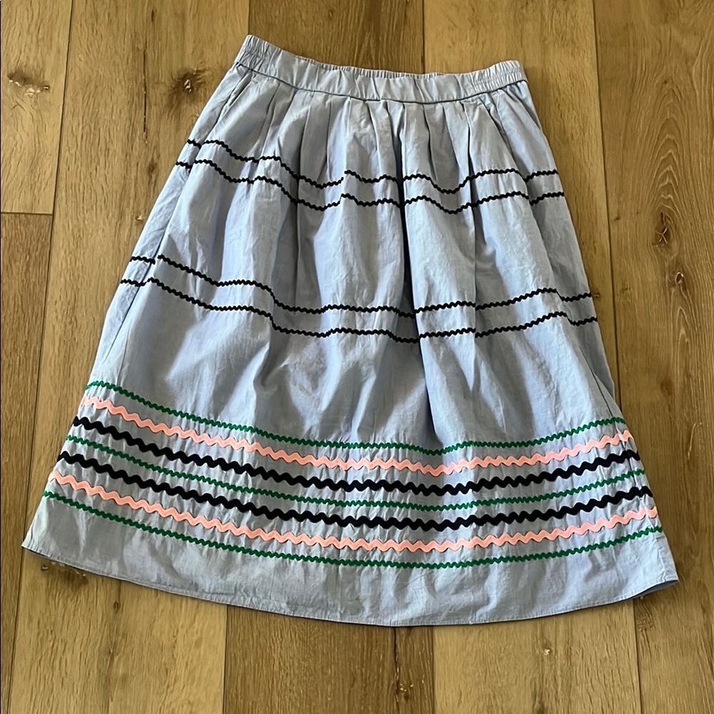 J. Crew Gray Midi A-Line Skirt with Pleated Embellishments